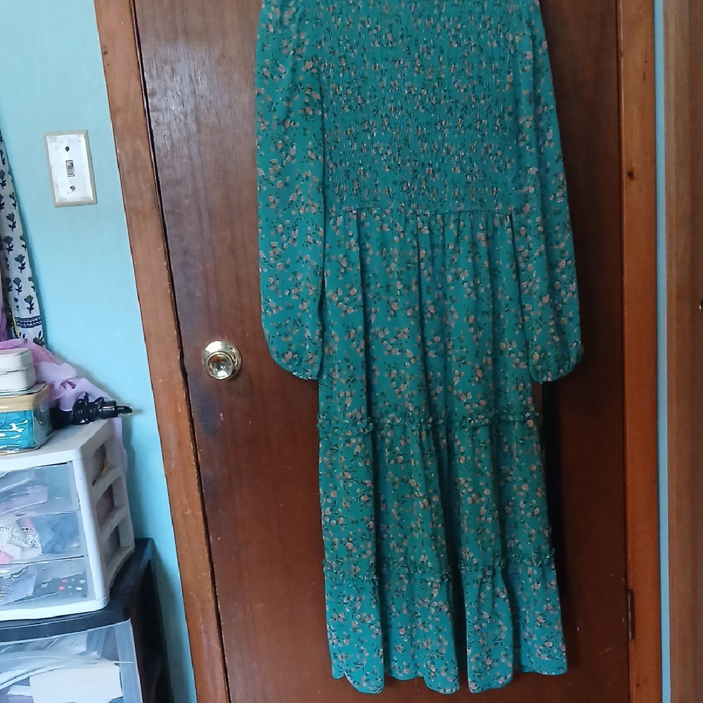 Floral Green Long Dress